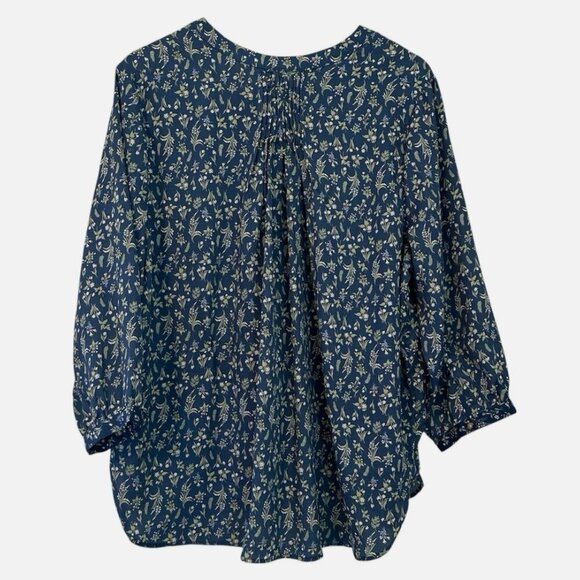 Jachs Girlfriend Women's XL Blue Green Nature Leafy Soft Relaxed Casual Blouse - Picture 4 of 4